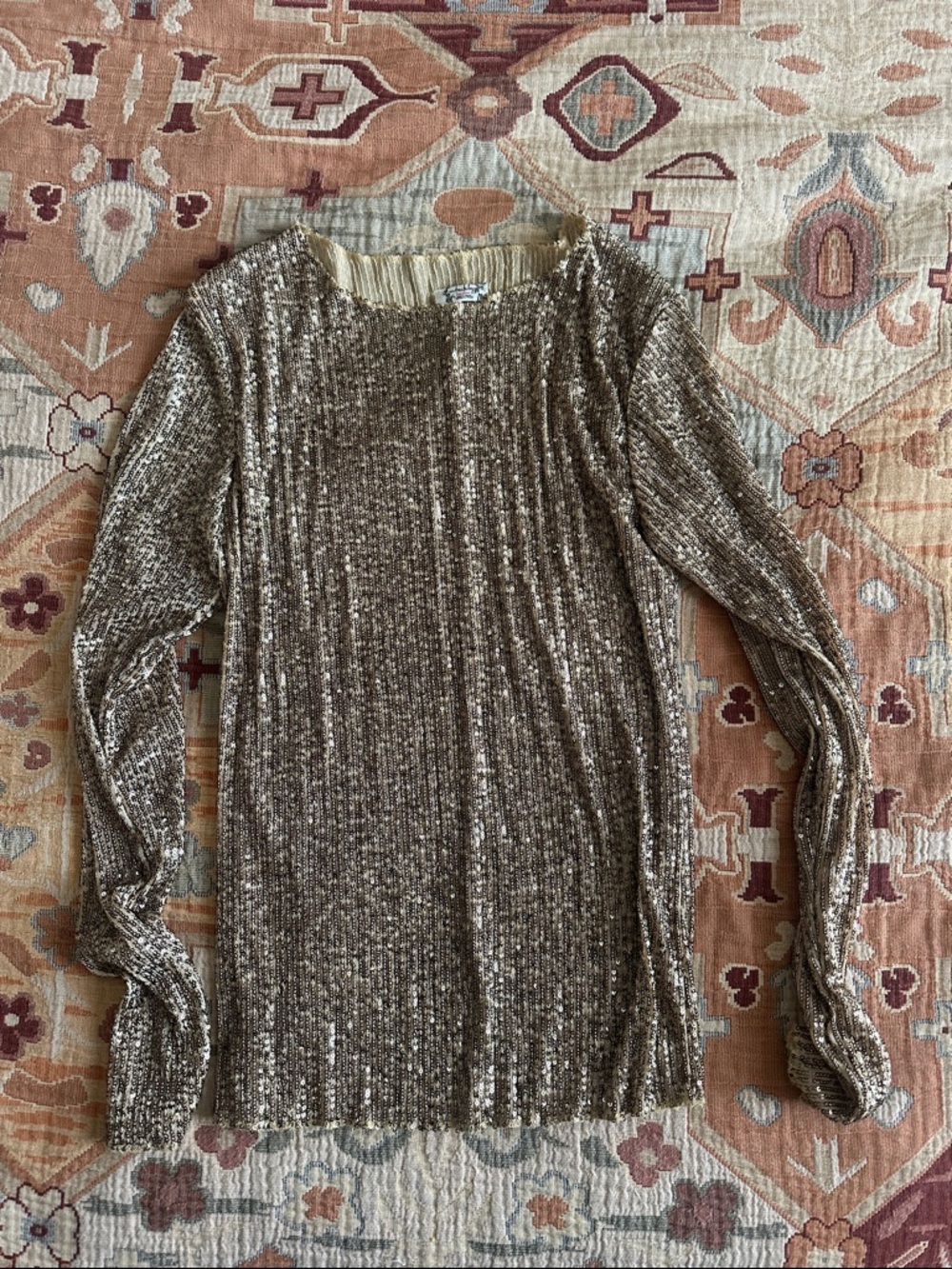 Free People Intimately Gold Rush Sequin Long Sleeve in Gold size small